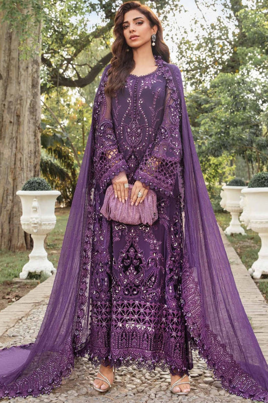 Embroidered Chiffon 3 Piece Unstitched Suit MBC-102 - Party Wear
