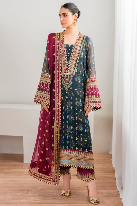 Luxury Embroidered Chiffon 3 Piece Unstitched Suit BC-SF-689 - Party Wear