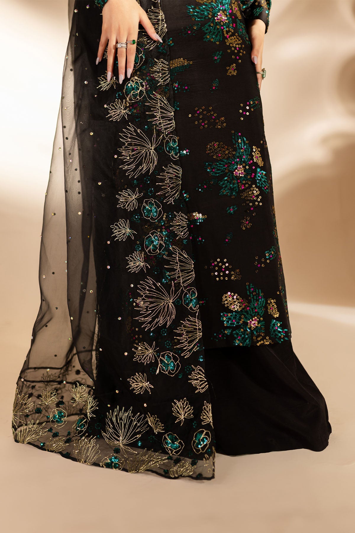 Jet Black Formal Collection Indian Raw Silk Unstitched 3 Piece