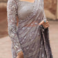 Luxury Net Embroidered Unstitched Saree Ifora -Party Wear