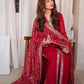 Red Embroidered Chiffon Wedding Dress