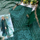 Embroidered Dark Green Luxury Chiffon Dress