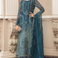 Teal Blue Chiffon Embroidered 3 Piece Unstitched Dress -Party Wear