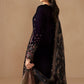 Plum & Multi shaded Velvet Unstitched 3 Piece Dress - Party Wear