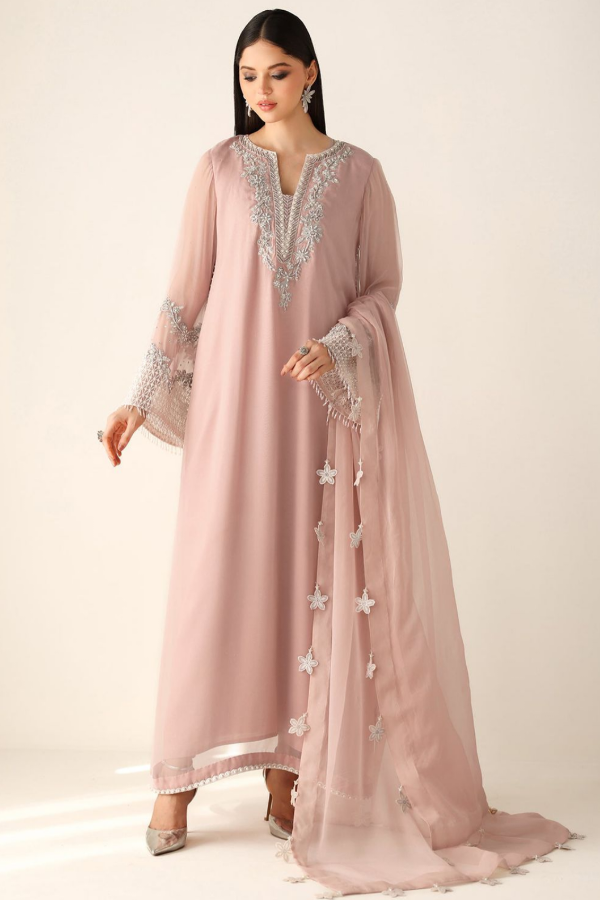 Chiffon Embroidered 3 Piece Unstitched Suit - Party Wear