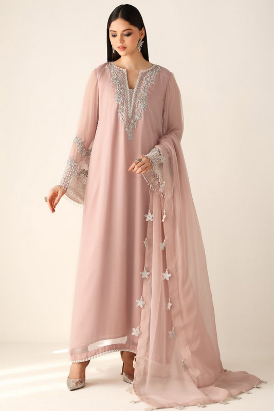 Chiffon Embroidered 3 Piece Unstitched Suit - Party Wear