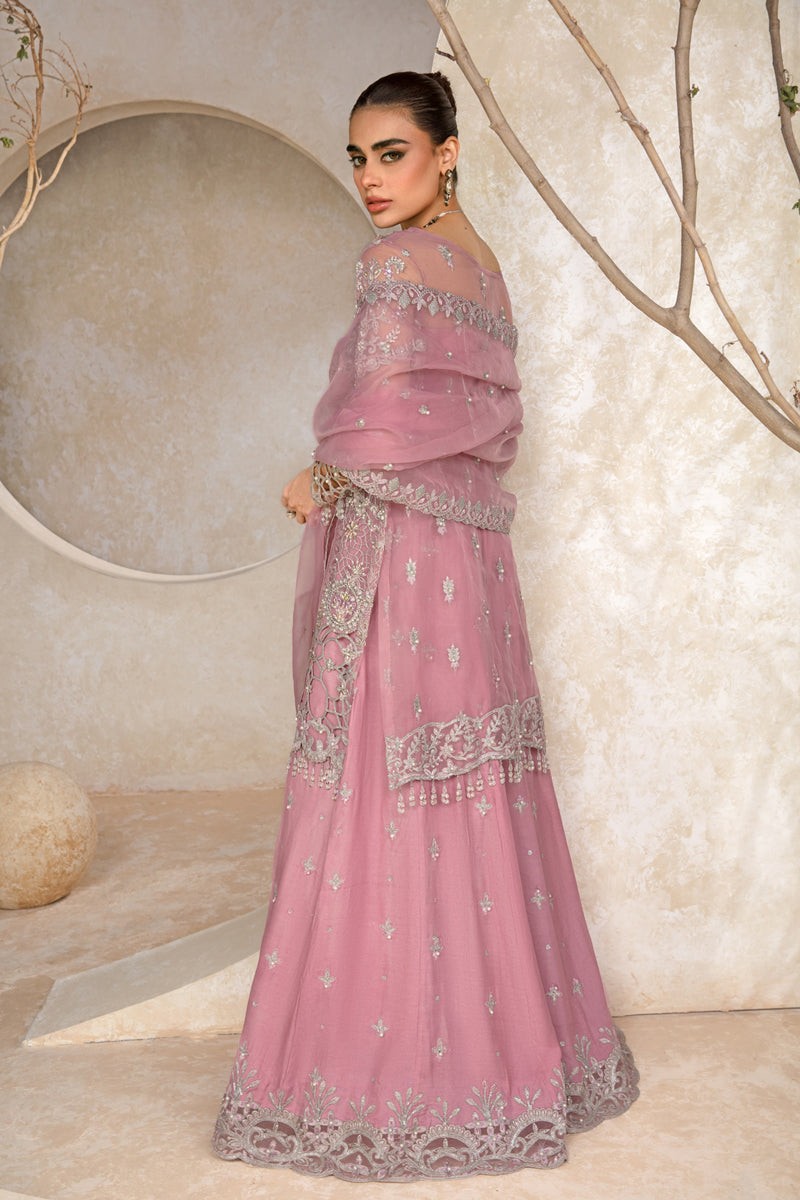 Pink Luxury Organza Suit 3 Piece Unstitched - Part Wear