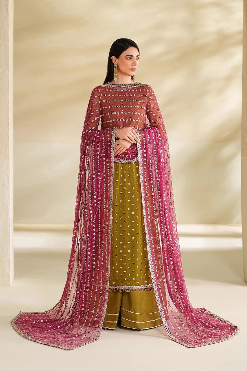 Chiffon Embroidered 3 Piece Unstitched Suit - Party Wear