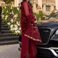 Mehroon Embroidered Chiffon 3 Piece Unstitched Suit -Party Wear