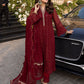 Mehroon Embroidered Chiffon 3 Piece Unstitched Suit -Party Wear
