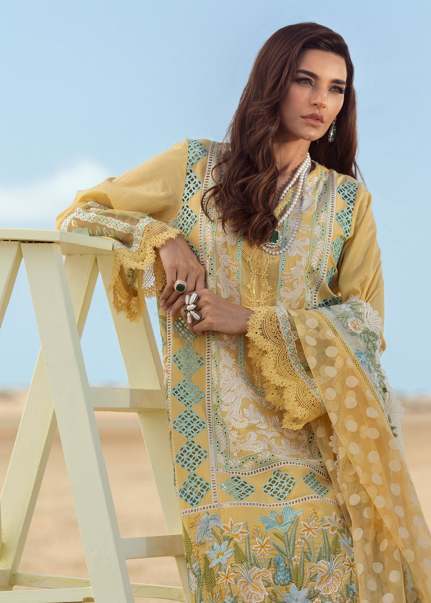 Chicken Embroidered Lawn 3 Piece Unstitched Suit CSSL-D05-A-SEAFOAM-22 -Summer Collection