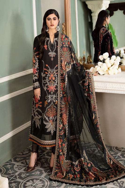 Black Embroidered Unstitched 3 Piece Lawn Suit MBC-605 Summer Collection