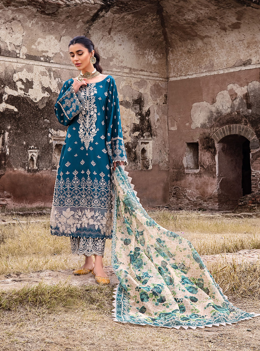 Chicken Kari Fully Heavy Embroidered Lawn 3 Piece Unstitched - Summer Collection