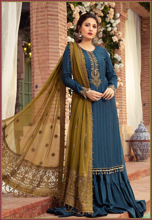 Chiffon Heavy Embroidered Unstitched 3 Piece Suit - Party Wear