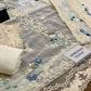 White Embroidered Unstitched 3 Piece Chiffon Suit - Party Wear