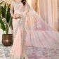 Net Heavy Embroidered Double Shaded Wedding Wear Saree - Unstitched