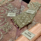 Net Heavy Embroidered Double Shaded Wedding Wear Saree - Unstitched