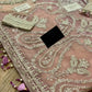 Net Heavy Embroidered Double Shaded Wedding Wear Saree - Unstitched