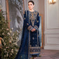 Navy Blue Embroidered Unstitched 3 Piece Velvet Wedding Dress