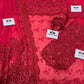 Red Embroidered Unstitched Soft Net Saree - Party Wear