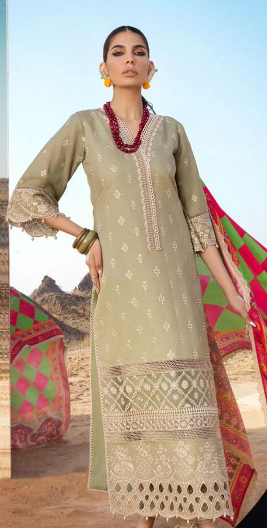 Embroidered Lawn 3 Piece Unstitched Suit ZCL-LAALEN-10B-23