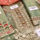 Pistachio Green Heavy Embroidered Unstitched 3 Piece Lehenga - Party Wear