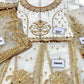 White Embroidered Unstitched 3 Piece Net Frock - Party Wear